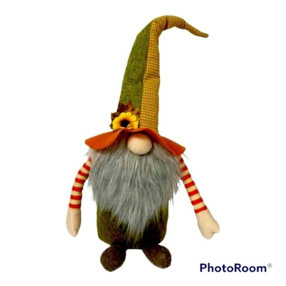 $10🍁Fall Gnome Decor Standing Striped Arms and Sunflower Plaid Bent Hat🍁🍂🆕